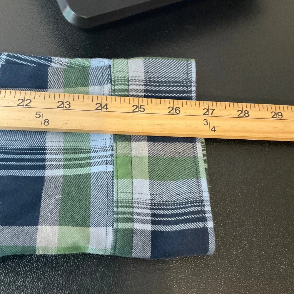Banana Republic Luxe Flannel‎ Shirt Mens XL Green Blue Plaid Cotton Camden Fit